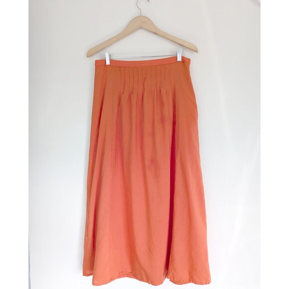 Ann Taylor LOFT Orange Skirt High-Waisted Flowy Midi Skirt Boho Minimalist - Picture 1 of 8